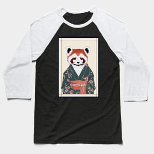 Red panda wear kimono japanese vintage Baseball T-Shirt